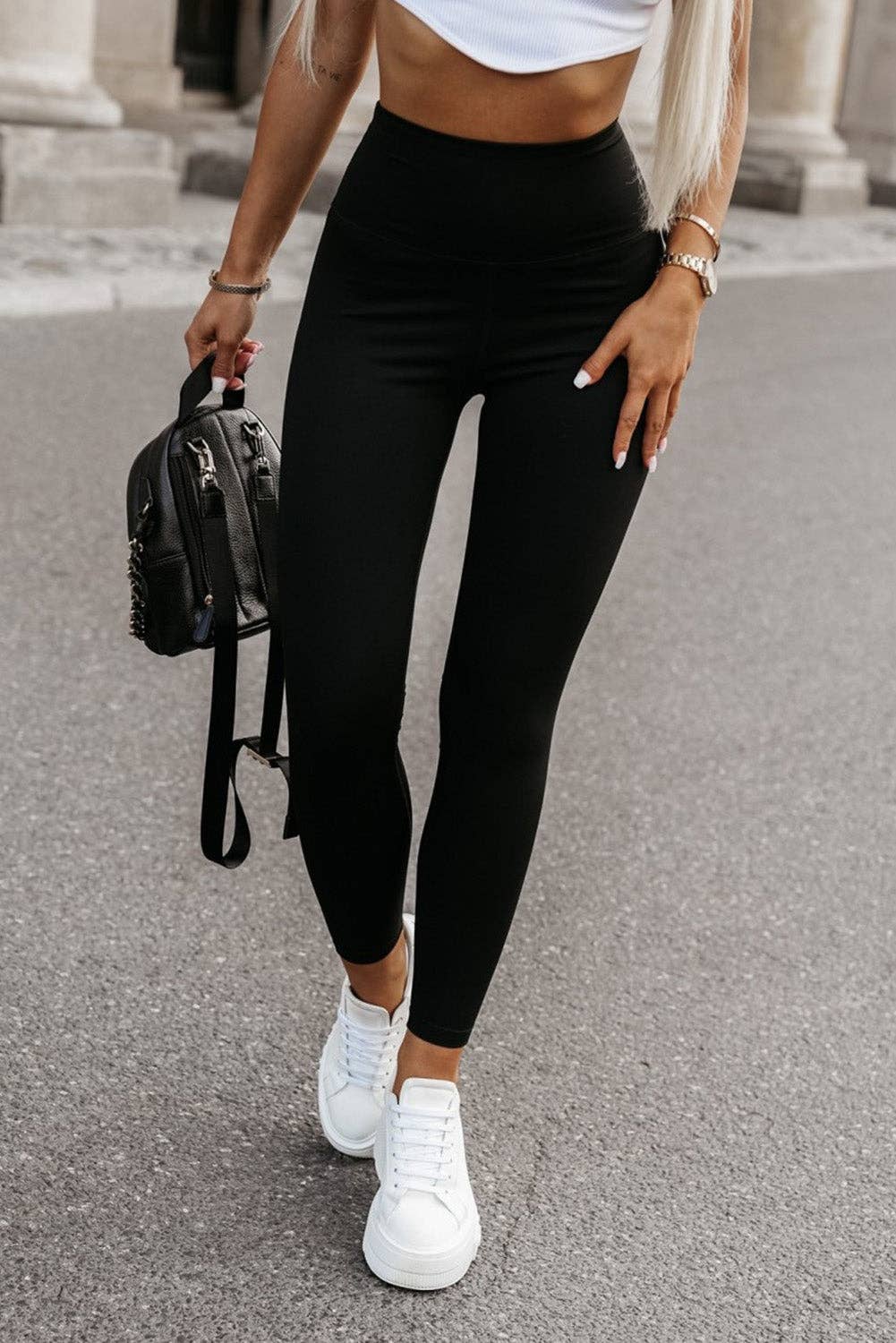 Mesh Patchwork High Waist Leggings: Black / 75%Polyamide+25%Elastane /