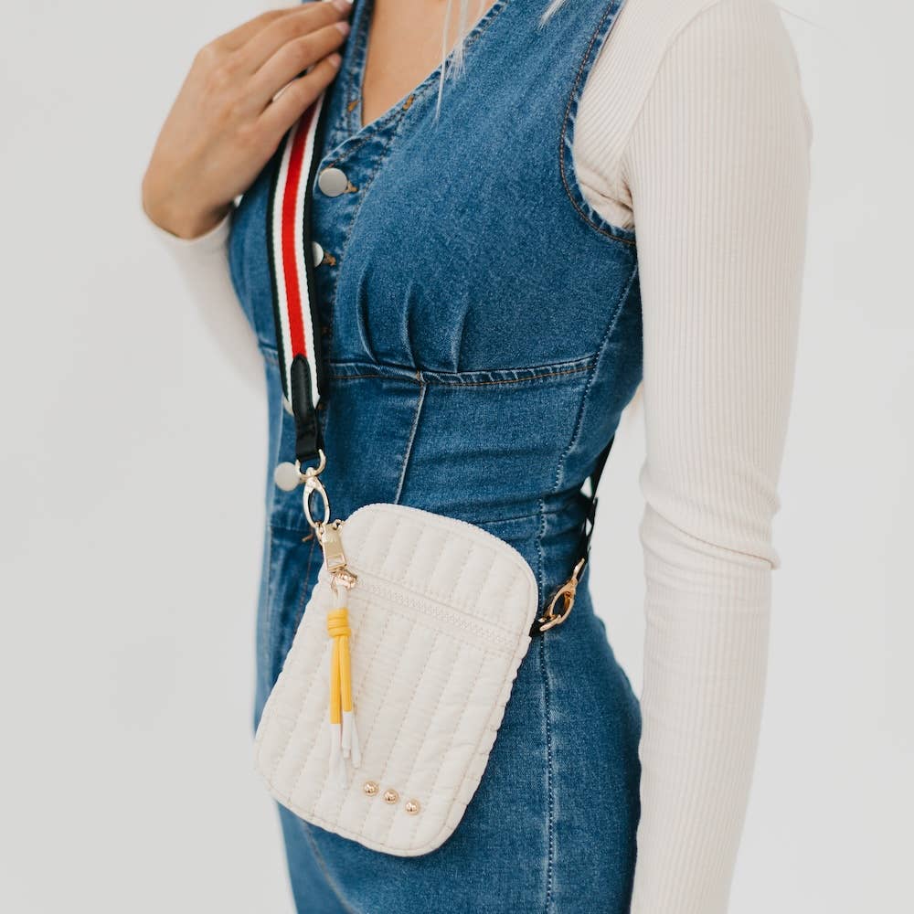 Starlette Quilted Crossbody Bag: Cream