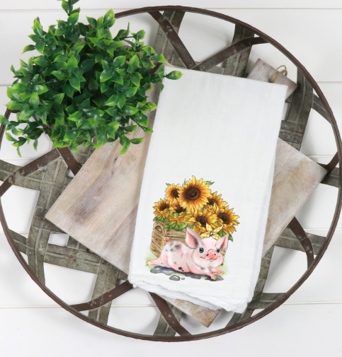 Sunflower Pig Kitchen Towel