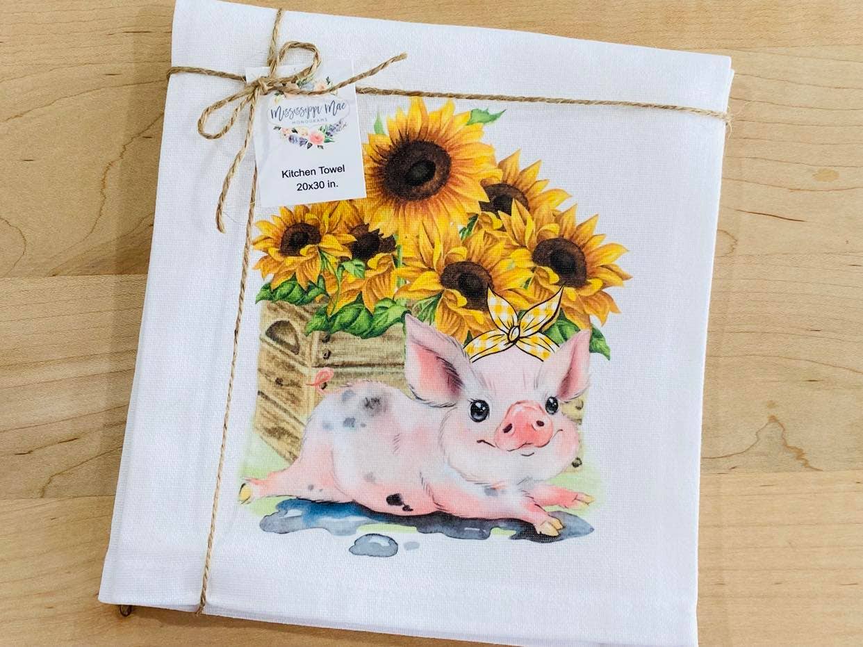 Sunflower Pig Kitchen Towel