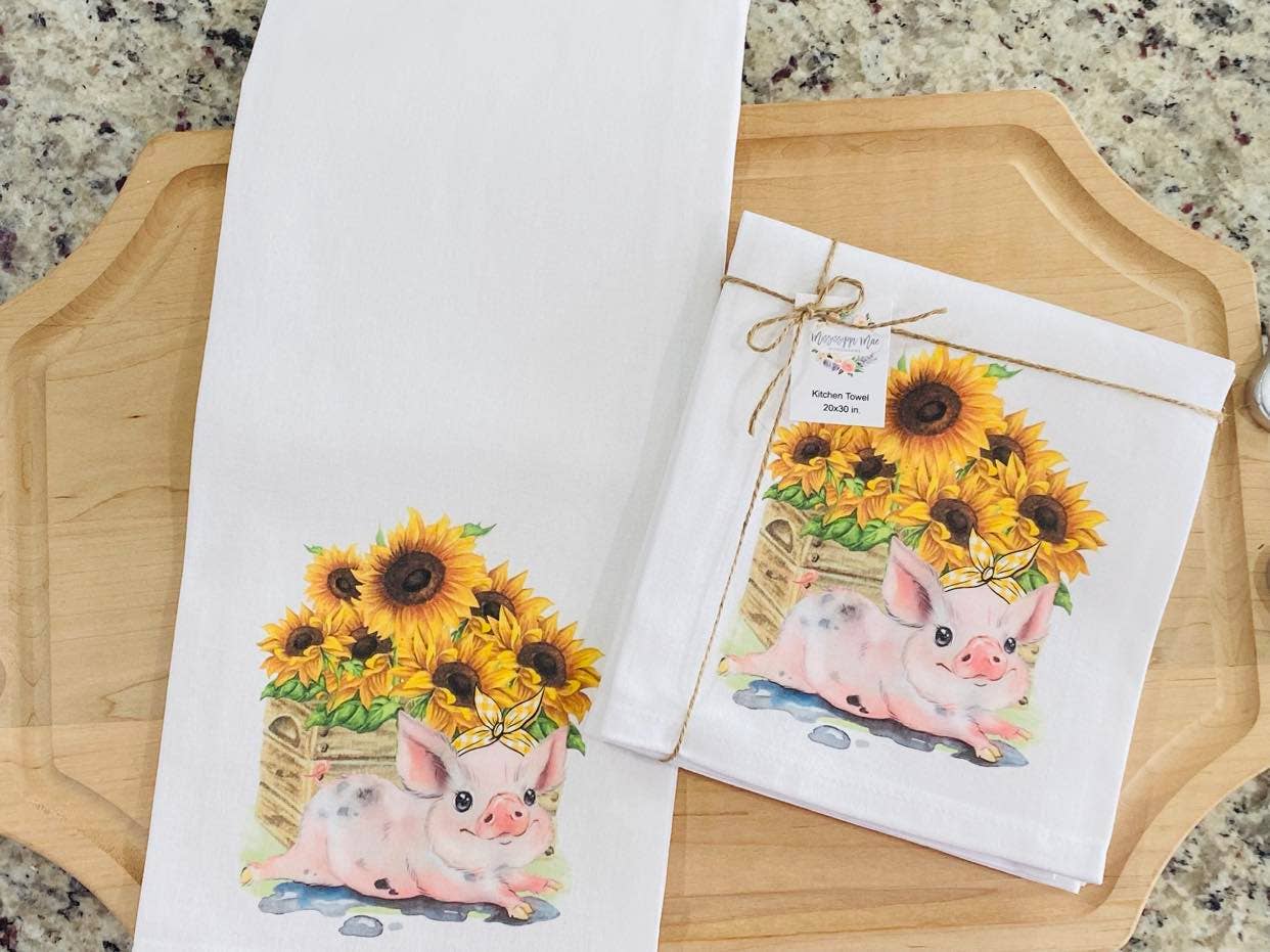 Sunflower Pig Kitchen Towel
