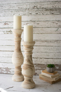 Set of Hand Carved Wooden Candle Stands
