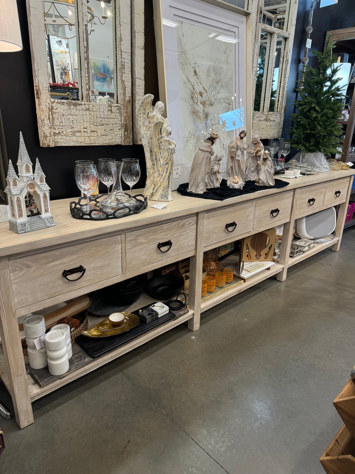 Greywash Console, 6 Drawers