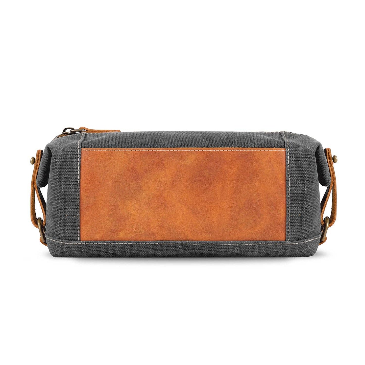 Leather Toiletry Bag Top Grain Leather and Canvas Dopp KIt