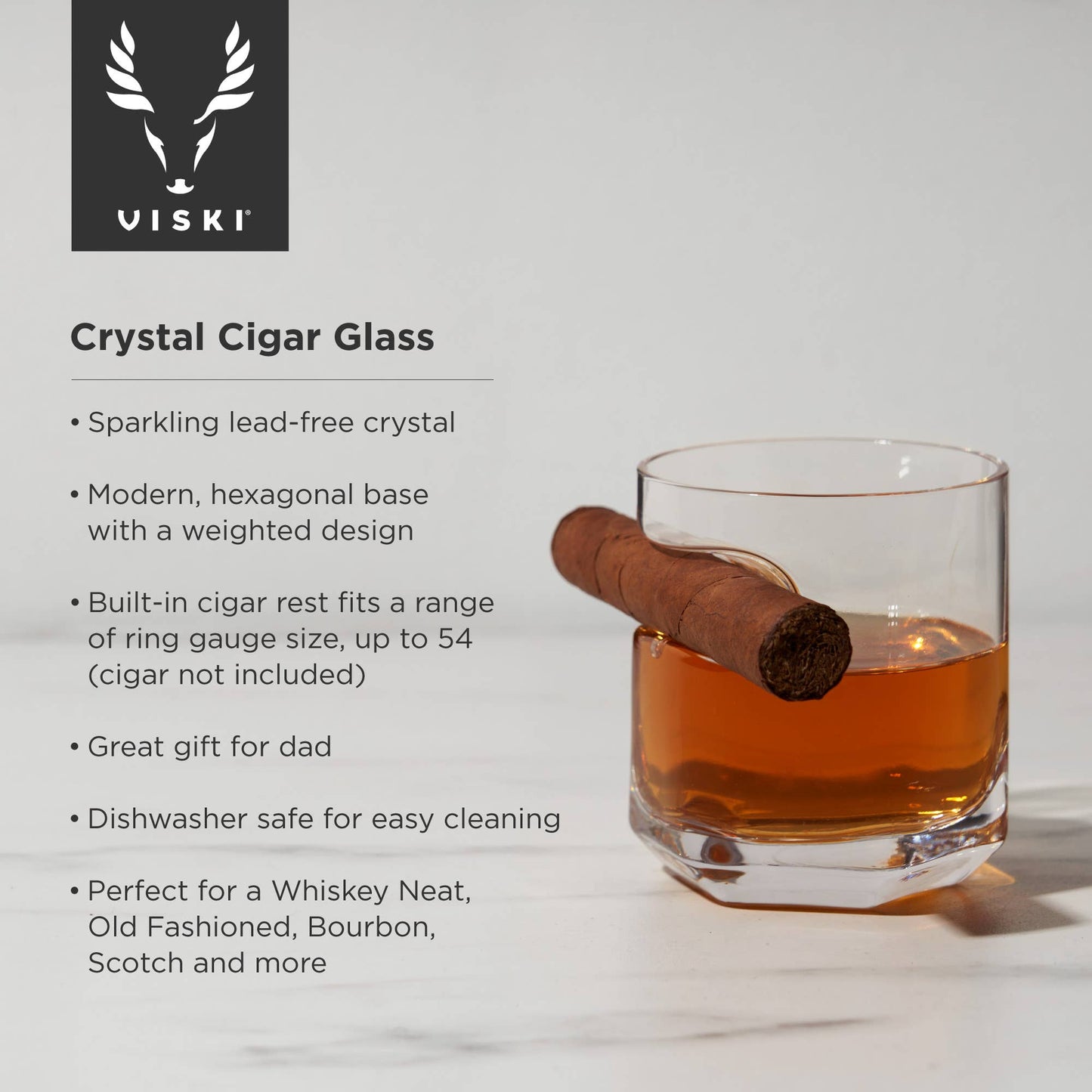 Raye™ Crystal Whiskey Glass w/ Built-in Cigar Holder