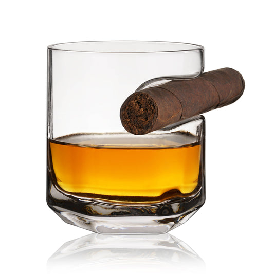 Raye™ Crystal Whiskey Glass w/ Built-in Cigar Holder