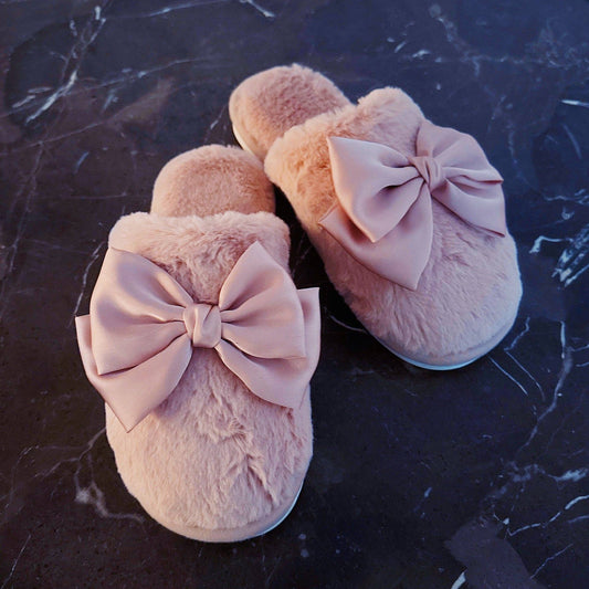 Satin Shine Fur Cozy Lounge Slippers: Pink