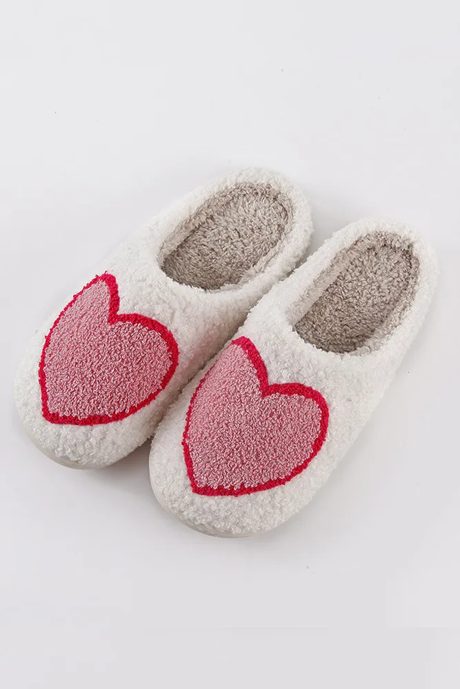 Heart Fleece Warm Soft Home Slipper Valentine: 37-38 / Big Heart