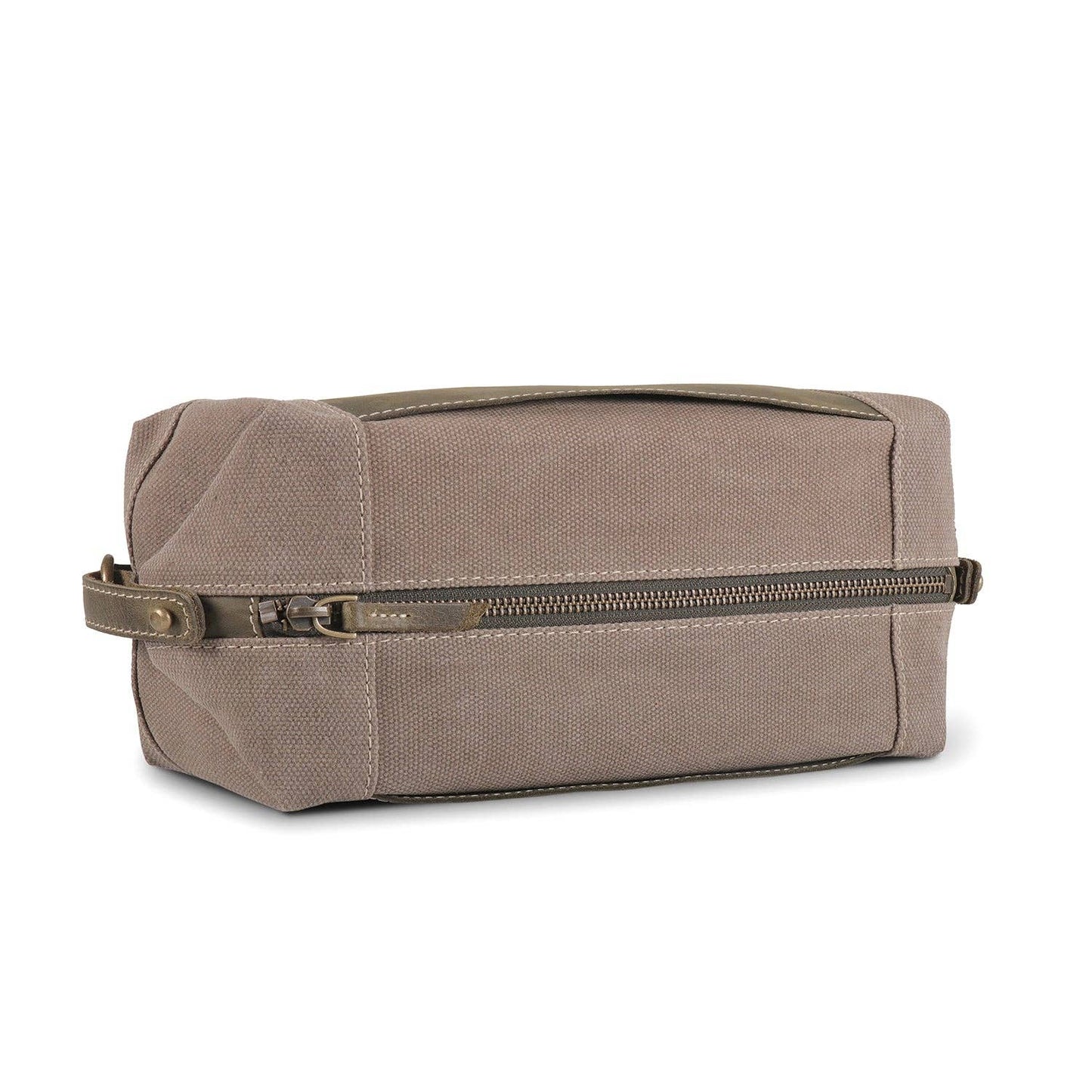 Leather Toiletry Bag Top Grain Leather and Canvas Dopp KIt