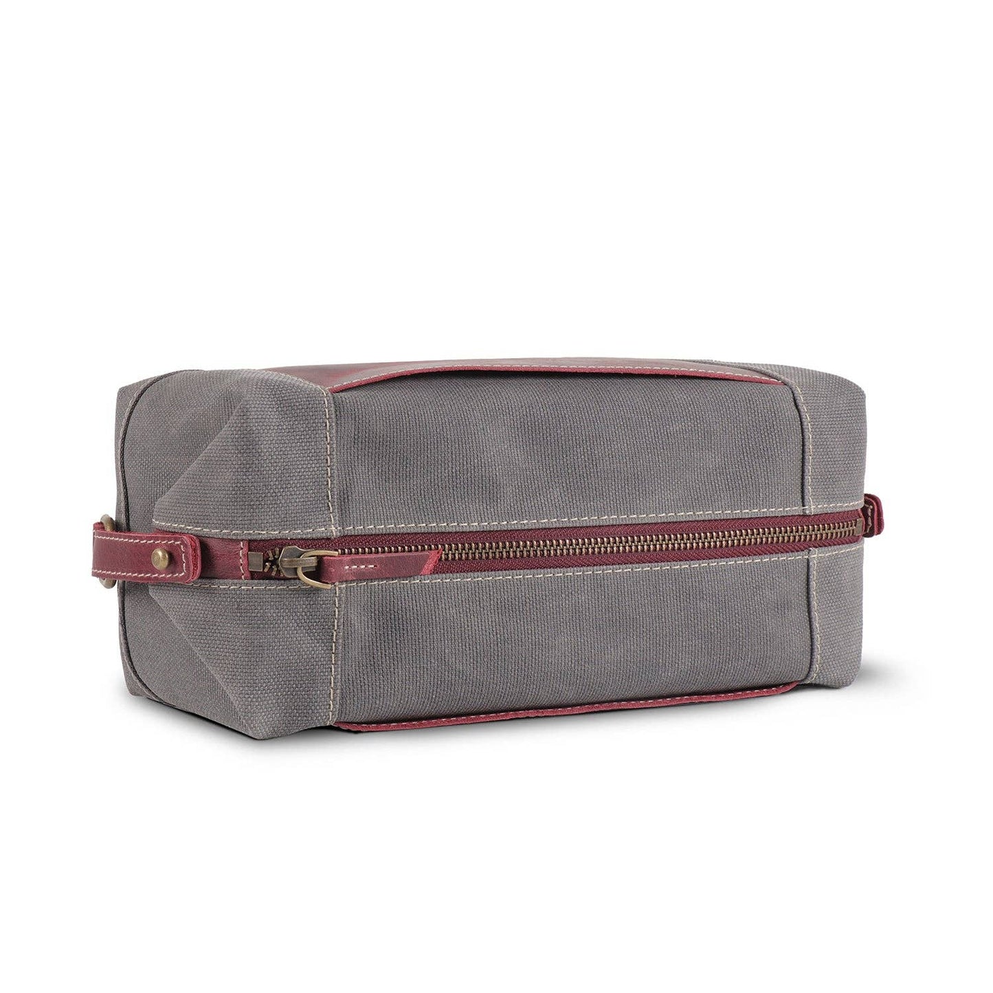 Leather Toiletry Bag Top Grain Leather and Canvas Dopp KIt