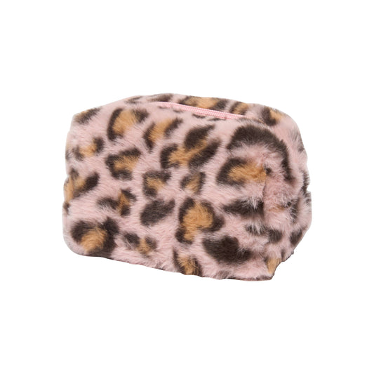 Fuzzy Leopard Cosmetic Bag for Tweens!: Pink