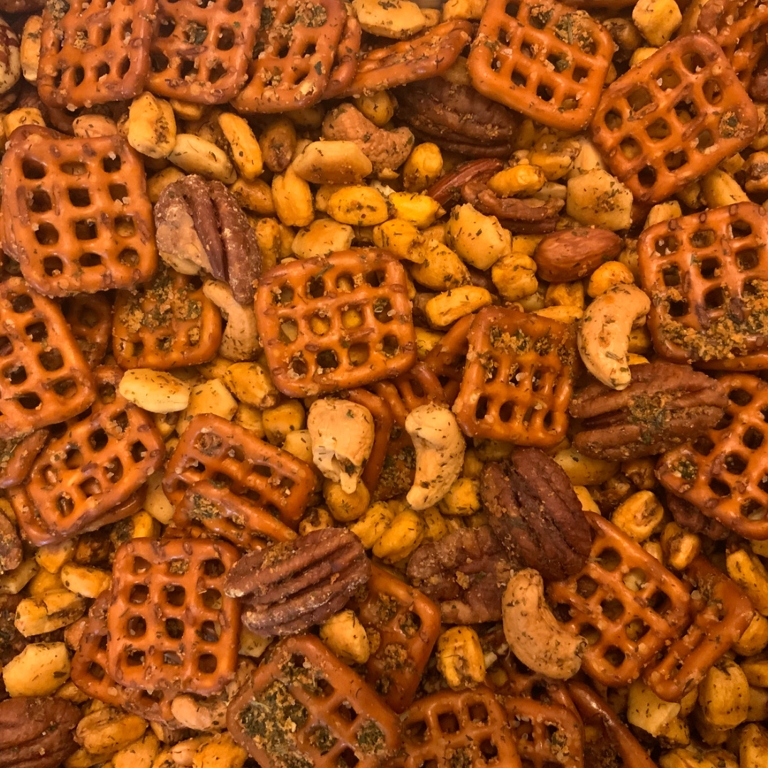 Garlic Dill Nutty Snack Mix