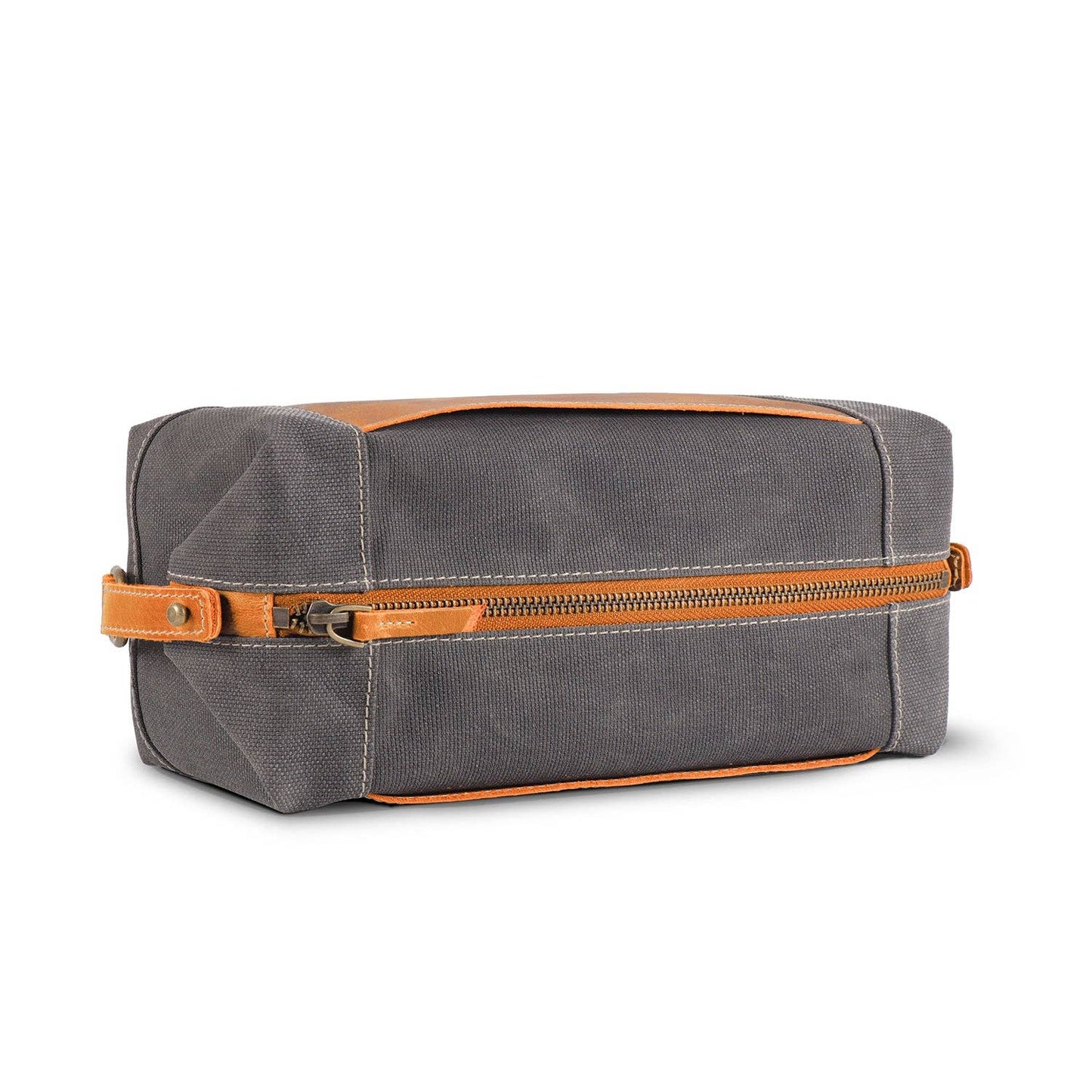 Leather Toiletry Bag Top Grain Leather and Canvas Dopp KIt