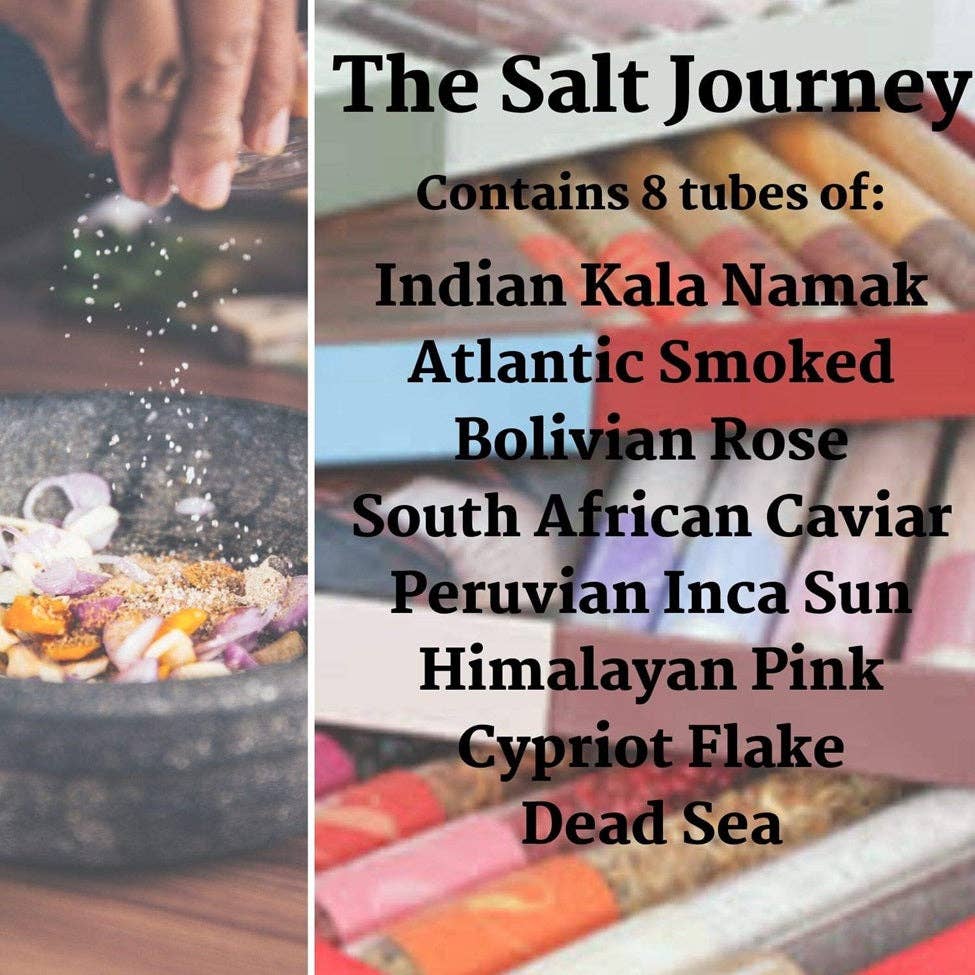 The Salt Journey | Globally Sourced Salt Sampler Collection | Gourmet Salt Seasoning Set | Grinder and Spice Jar Refill | 8-Pack Gift Set