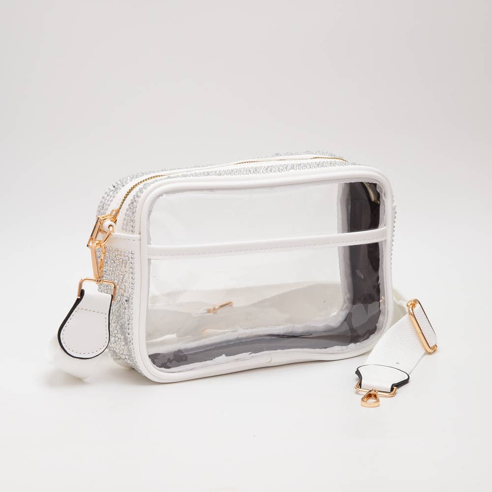 Stadium Rhinestone Rectangle Clear Bags: Gold