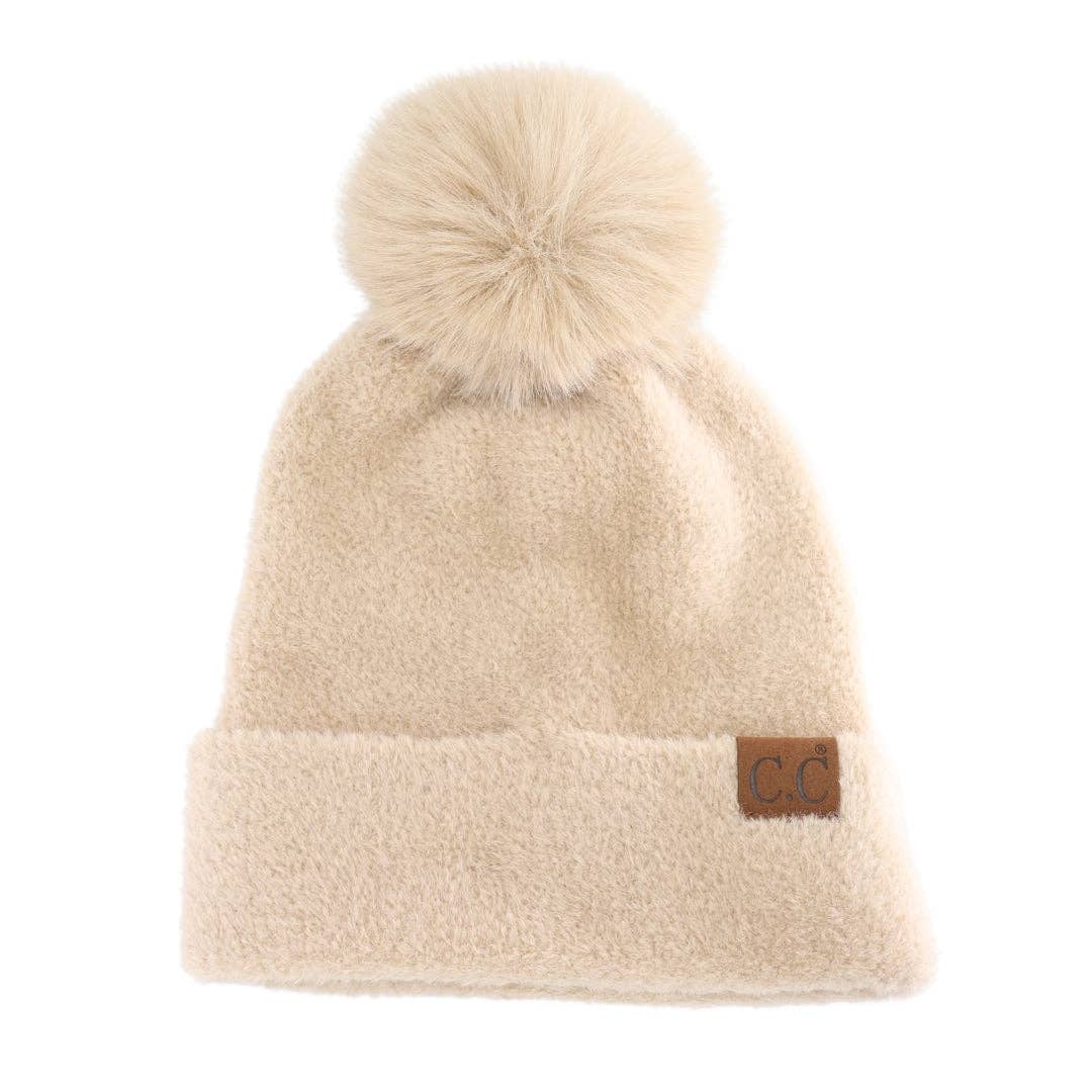 Plush Chenille Pom C.C Beanie