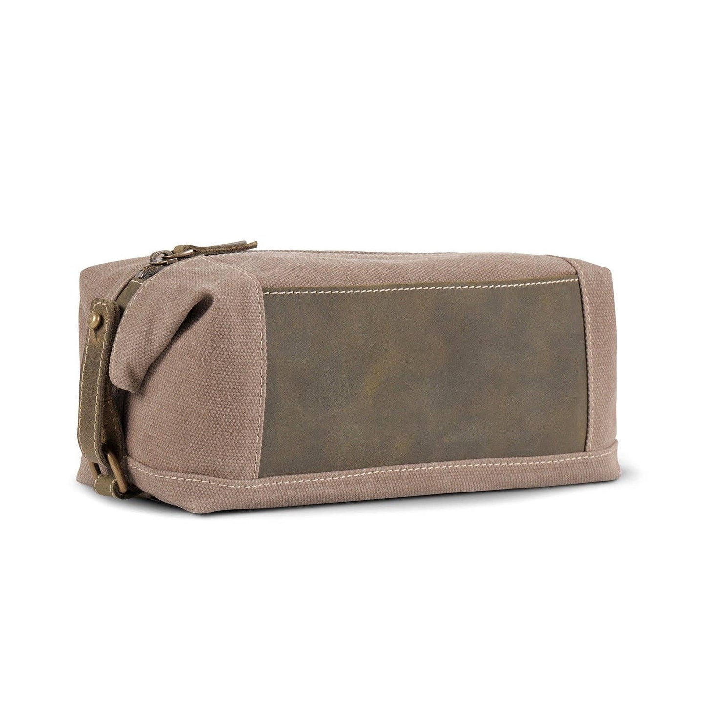 Leather Toiletry Bag Top Grain Leather and Canvas Dopp KIt