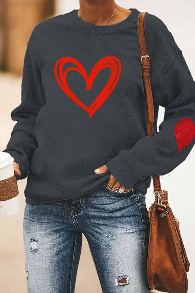 Valentines Day Heart Classic Crew Sweatshirt STC189D058: White / XL