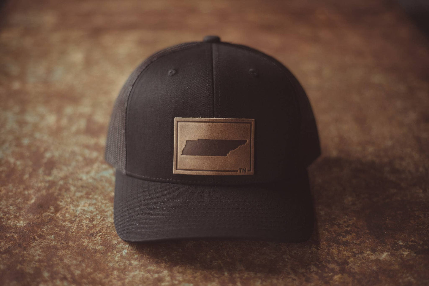 Tennessee Silhouette Hat | Leather Patch Snapback: Brown/Khaki