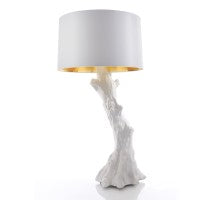 FAUX BOIS LAMP-WHITE W/WHITE SHADE