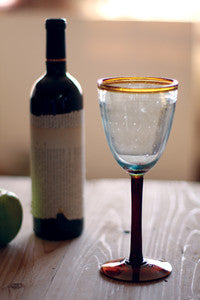 Recycled Wine Glass w/ Amber Rim