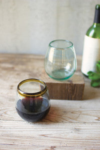 Recycled Wine Glass w/ Amber Rim