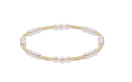 Classic Joy Pattern 4MM Bead Bracelet- Pearl