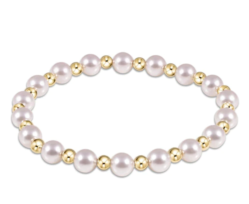 Classic Grateful Pattern 4MM Bead Bracelet- Pearl