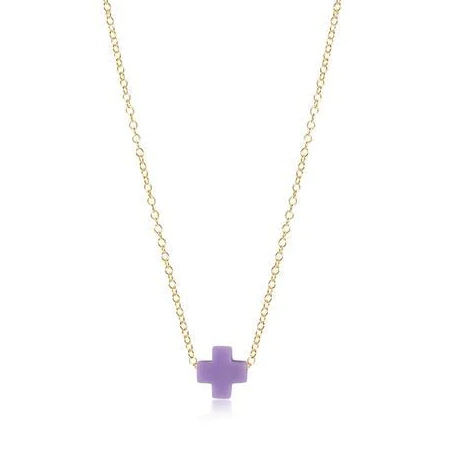 E-girl Signature Cross Necklace Gold Purple 14"
