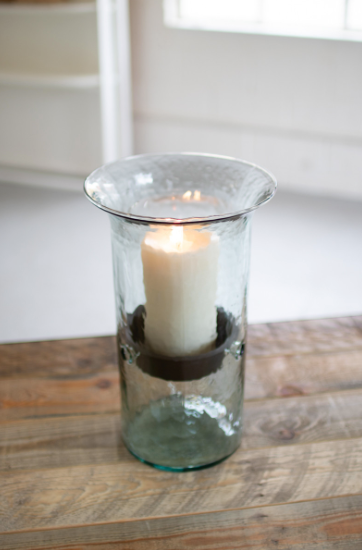 Glass Candle Cylinder with Rustic Insert