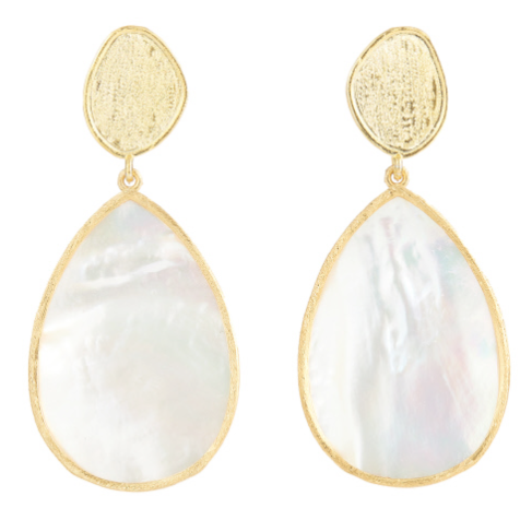 Mother or Pearl Teardrop with Gold Post