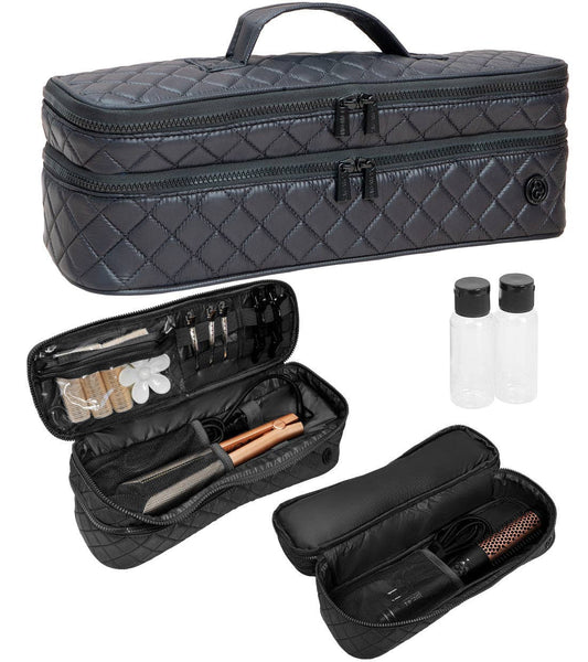 Joan & David Diamond Quilted Hair Tool Zippered Travel Case: 001-BLACK