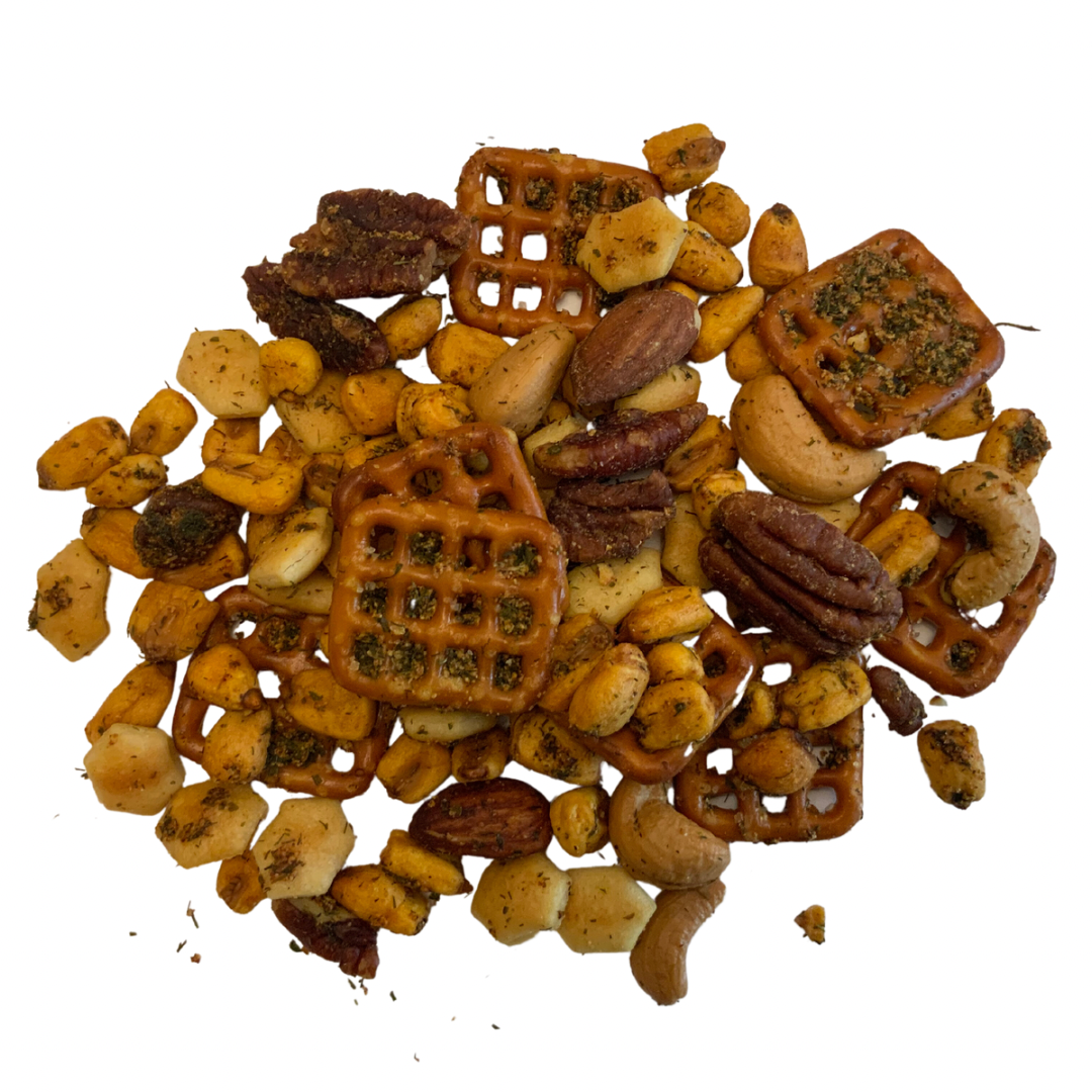 Garlic Dill Nutty Snack Mix