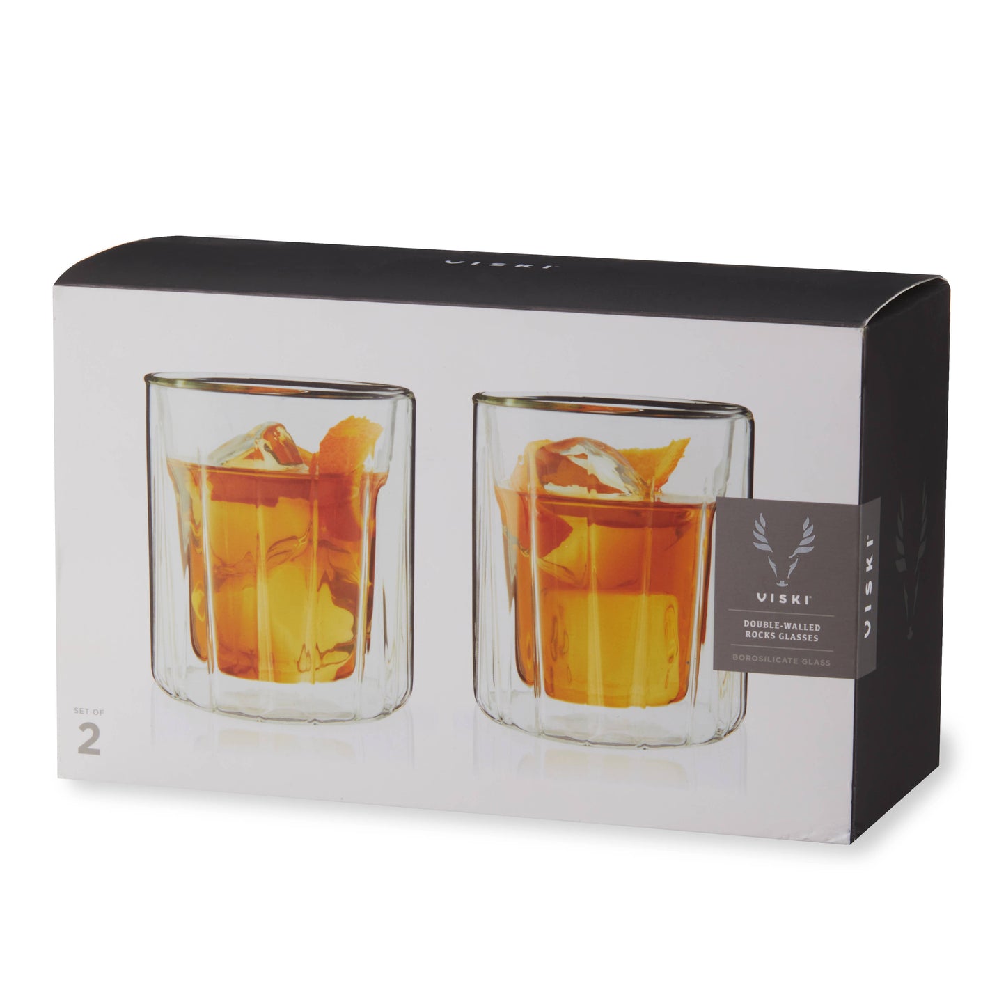 Double Walled Insulated Whiskey Rocks Glasses - Set of 2