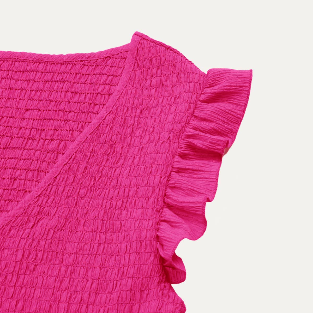 So Flirty Hot Pink V-Neck Ruffled Tiered Mini Dress: HOT PINK