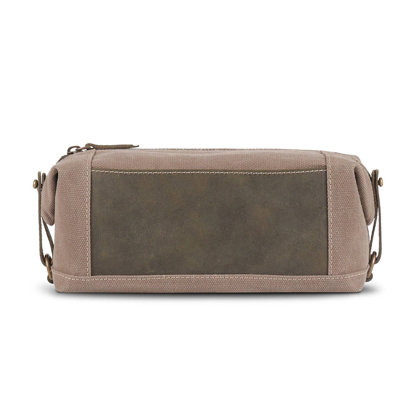 Leather Toiletry Bag Top Grain Leather and Canvas Dopp KIt