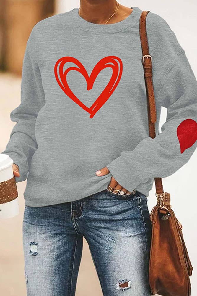 Valentines Day Heart Classic Crew Sweatshirt STC189D058: White / XL