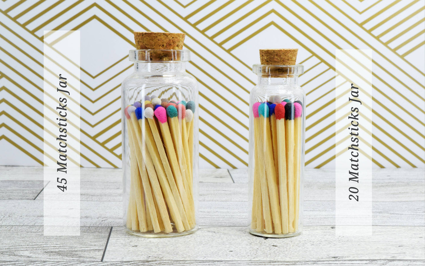 Small Match Bottles - Safety Matches in Jars with Striker: Mixed Colors / 20 Matchsticks Jar