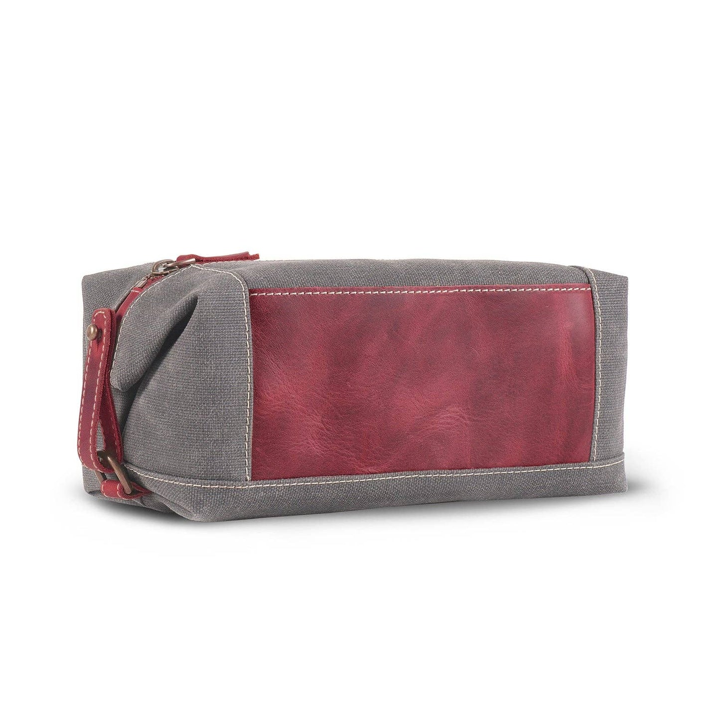 Leather Toiletry Bag Top Grain Leather and Canvas Dopp KIt