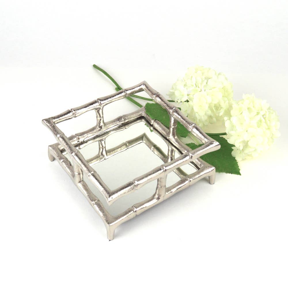 Silver Bamboo Cocktail Napkin Tray