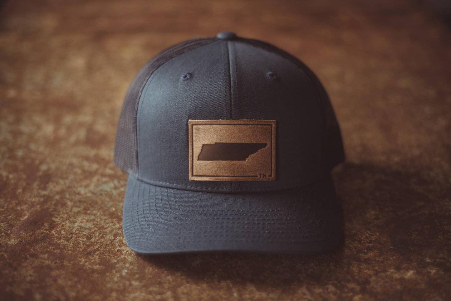 Tennessee Silhouette Hat | Leather Patch Snapback: Brown/Khaki