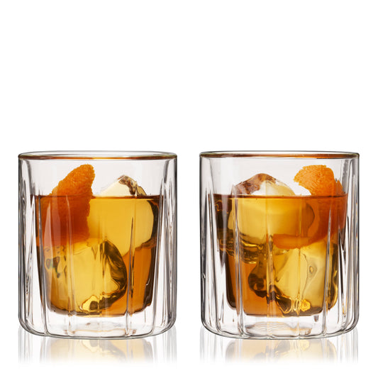 Double Walled Insulated Whiskey Rocks Glasses - Set of 2