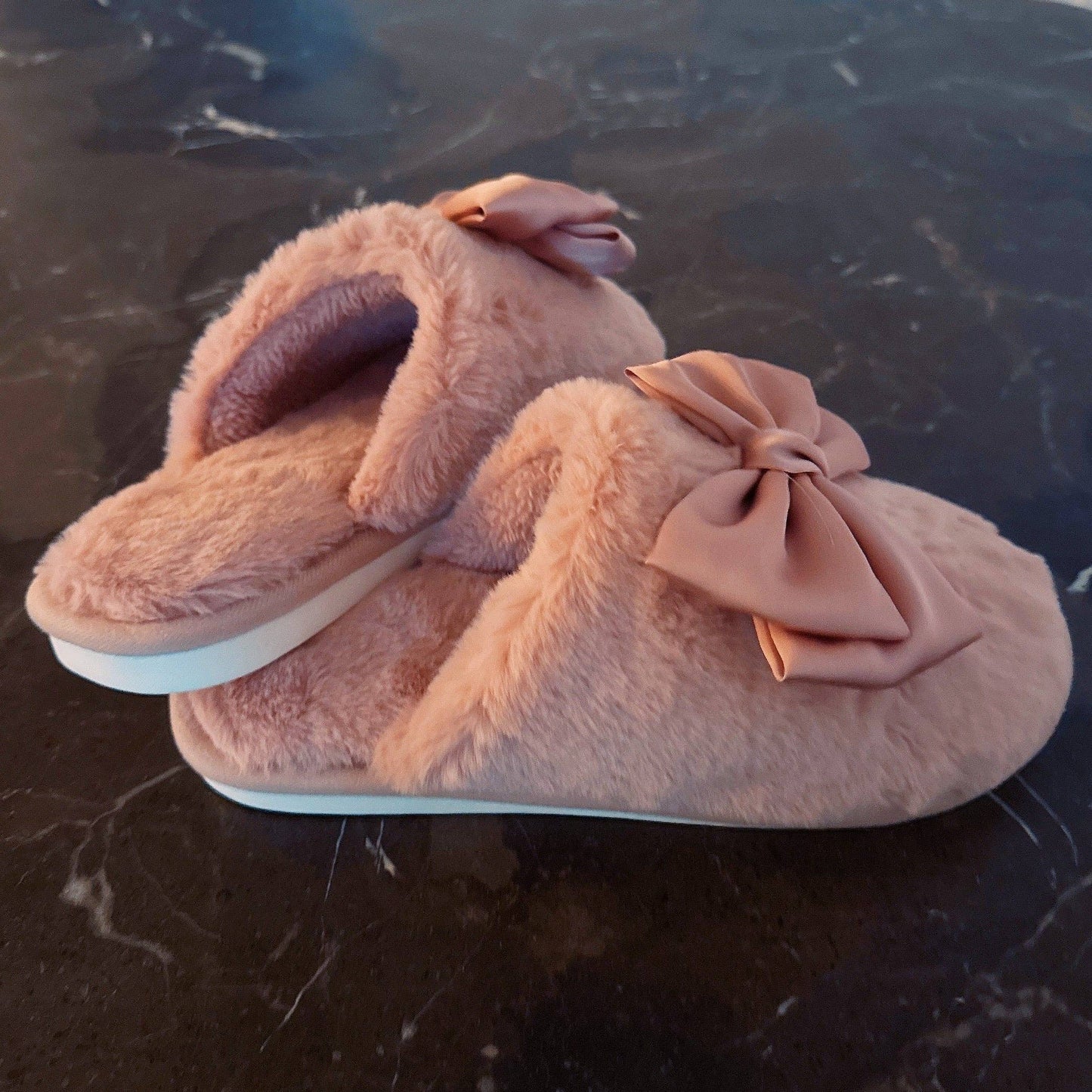 Satin Shine Fur Cozy Lounge Slippers: Pink