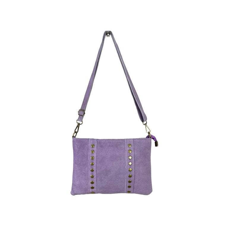 Suede Leather Shoulder Bag with Studs