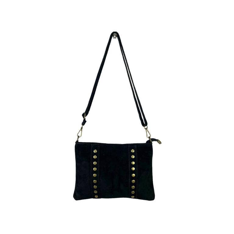 Suede Leather Shoulder Bag with Studs