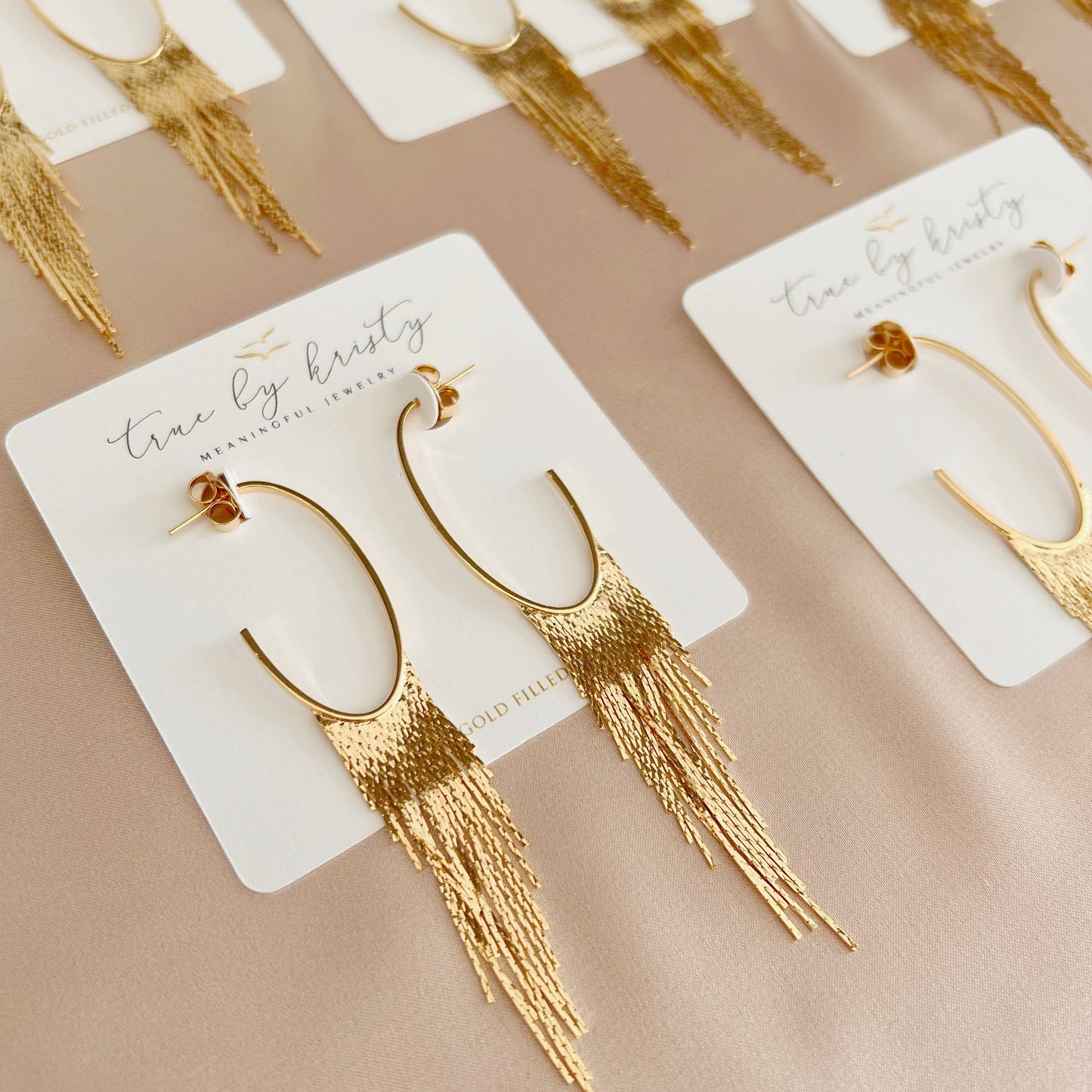 Cascading Fringe Hoops Earrings Gold Filled