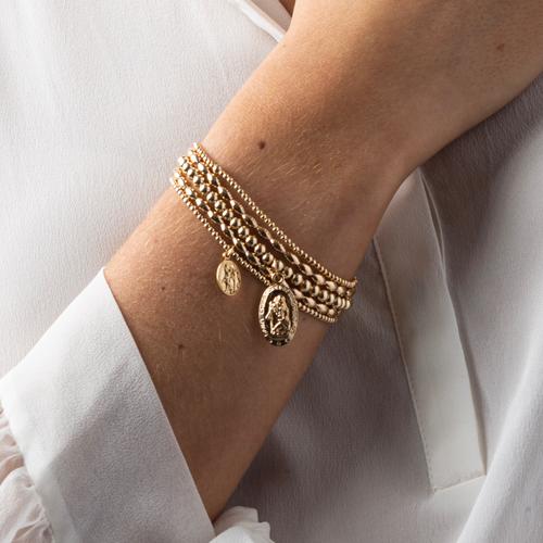 Classic Gold Bead Bracelet - Protection Gold Disc