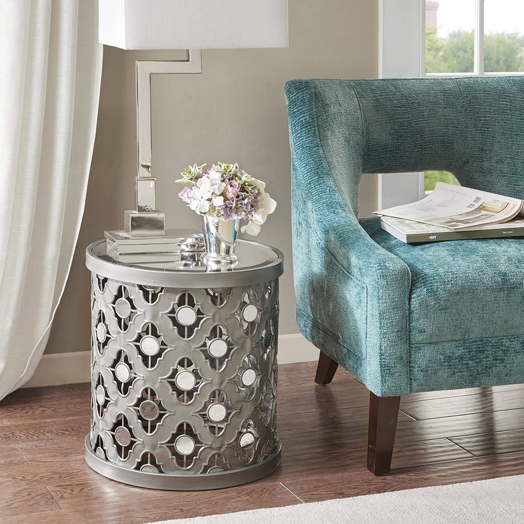 Mirror Accents and Tabletop Round Side Table