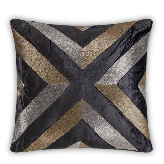 Charcoal Velvet geo pillow