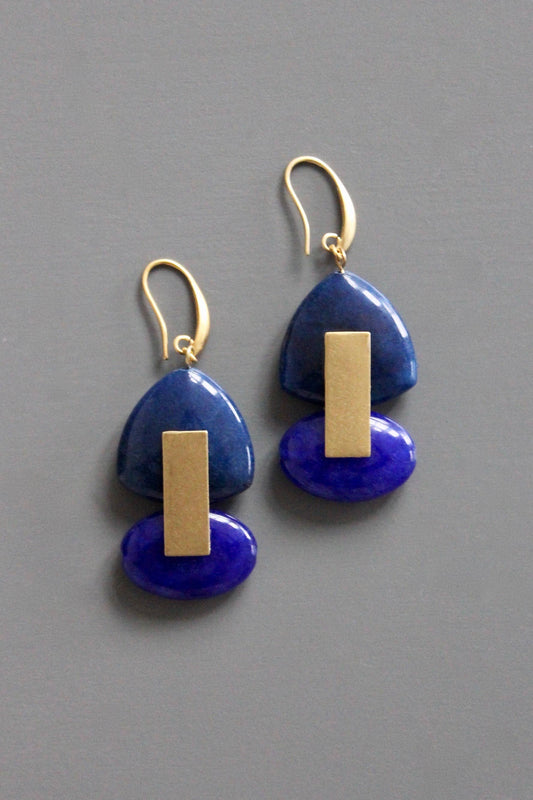 Geometric blue stone earrings